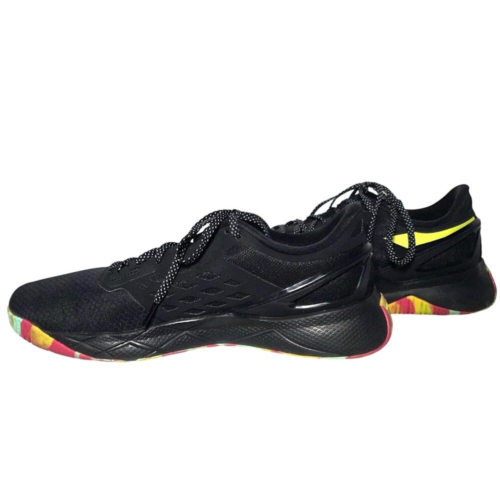 Reebok Mens NanoFlex TR Black Training Shoes Lime Camo OrthoLite Footbed - Picture 2 of 9